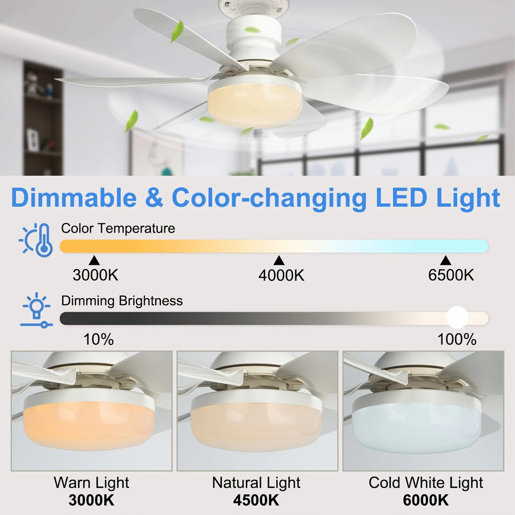 Ventilateur Plafonnier LED avec Télécommande – 52 cm, Culot E27