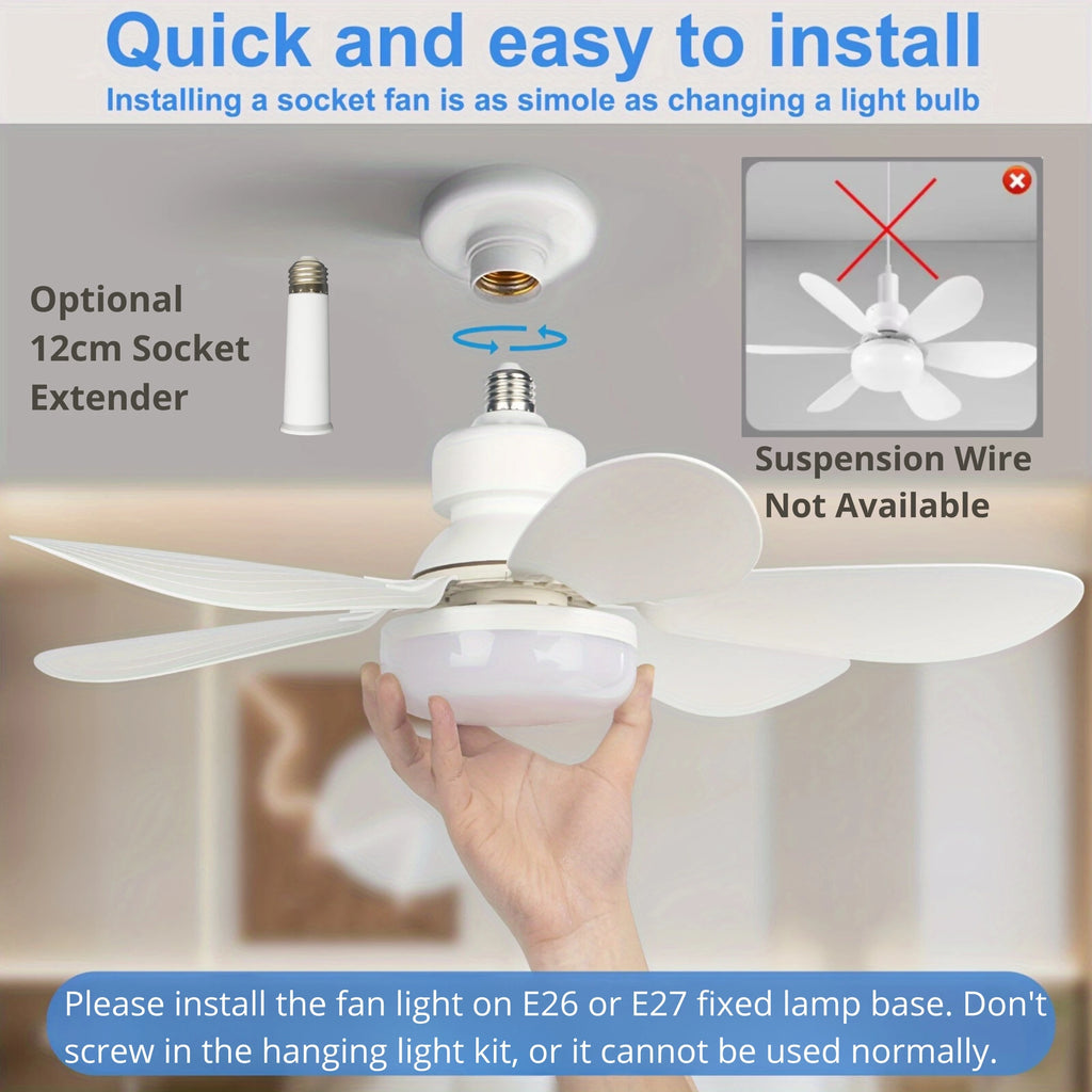Ventilateur Plafonnier LED avec Télécommande – 52 cm, Culot E27