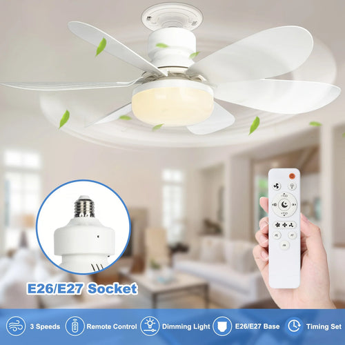 Ventilateur Plafonnier LED avec Télécommande – 52 cm, Culot E27