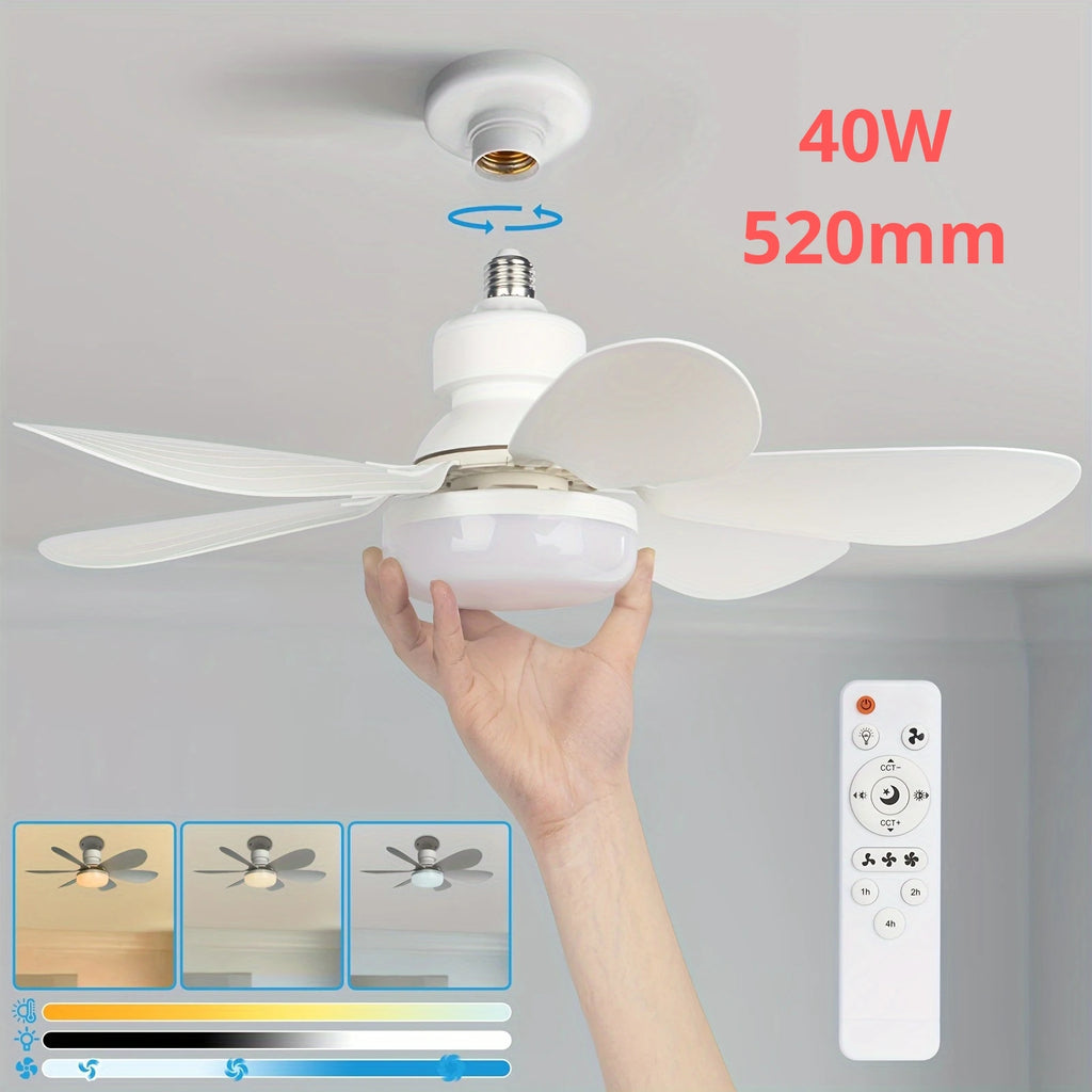 Ventilateur Plafonnier LED avec Télécommande – 52 cm, Culot E27